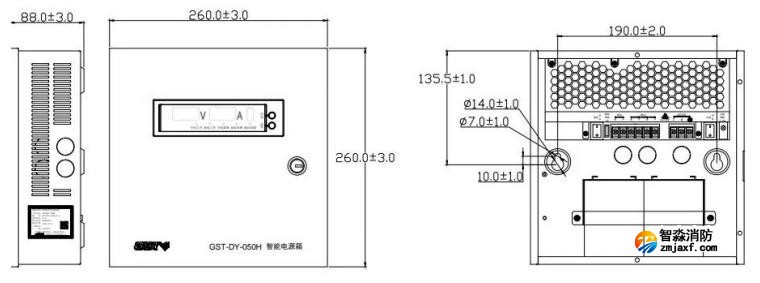 GST-DY-050H智能電源箱外觀(guān)尺寸