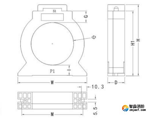 閉口式，圓孔100A-630A外形尺寸圖